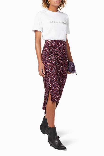 hover state of Floral Draped Skirt in Stretch Jersey      