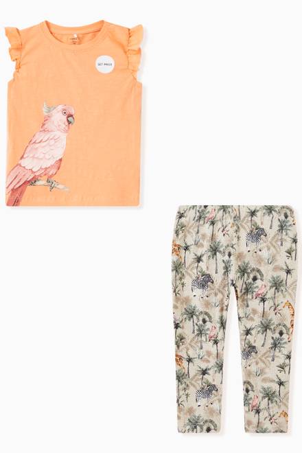 hover state of Bird Print Top & Leggings in Organic Cotton 