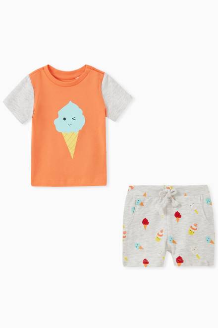 hover state of Ice Cream T-shirt & Shorts Set in Organic Cotton Jersey