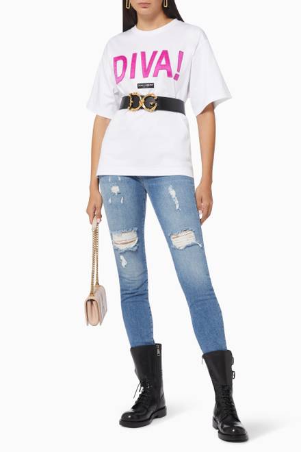 hover state of DIVA Logo Oversized T-shirt in Cotton  