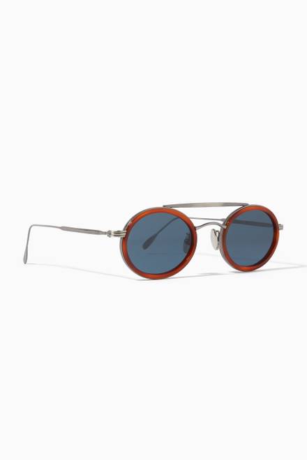 hover state of Kruger Oval Sunglasses in Stainless Steel      