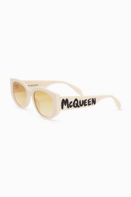 hover state of McQueen Graffiti Oval Sunglasses   
