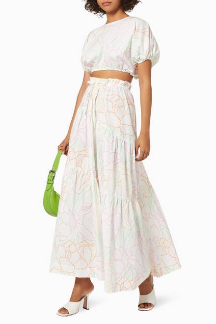 hover state of Tiered Maxi Skirt in Cotton  