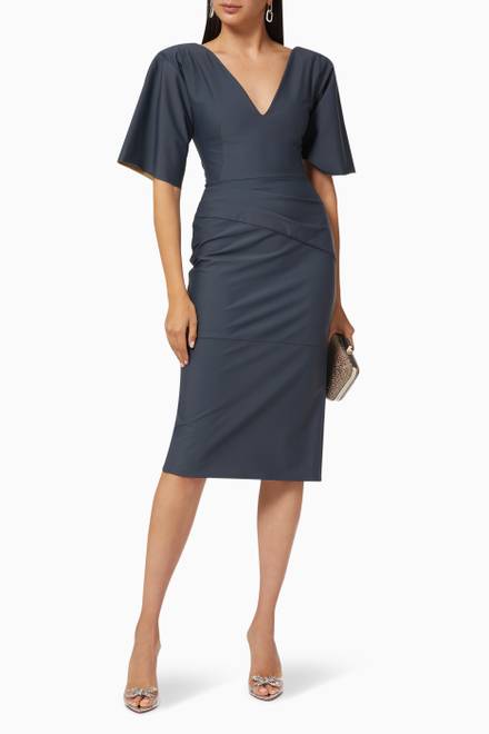 hover state of Leaded Midi Dress in Crepe   
