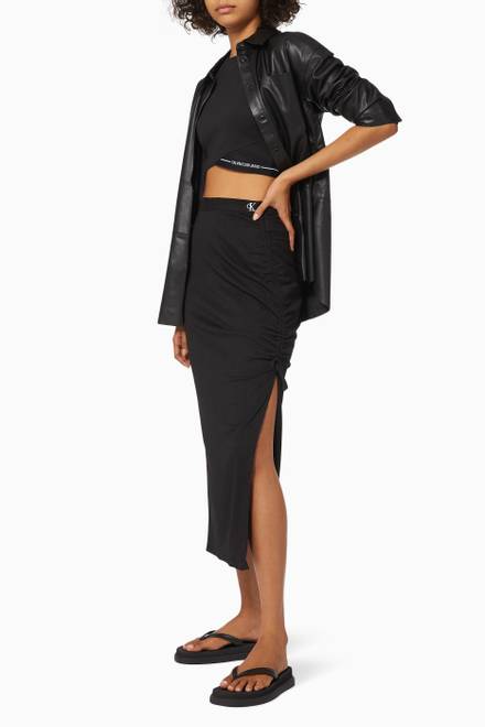 hover state of Maxi Skirt in Textured Polyester