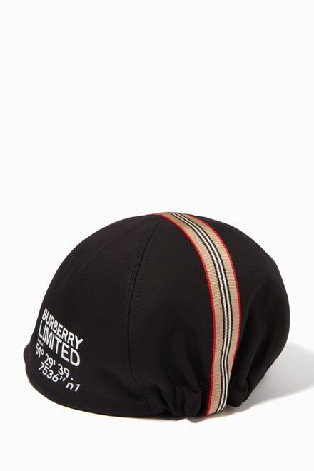 hover state of Cap with Icon Stripe & Coordinates Print in Cotton    