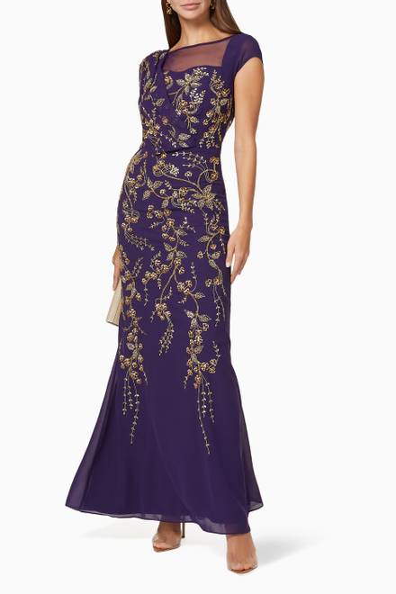 hover state of Floral Embellished Gown in Tulle