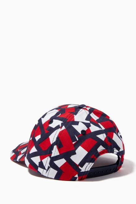 hover state of Flag Print Baseball Cap in Organic Cotton Twill