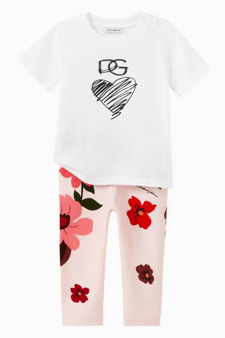 hover state of DG Heart Print T-shirt in Cotton  