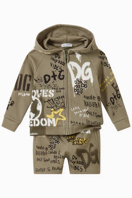 hover state of DG Skate Hoodie with Graffiti Print in Jersey    