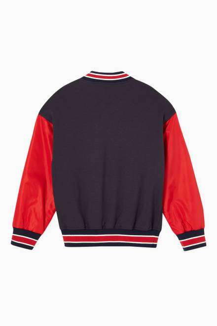 hover state of Back to School Varsity Bomber Jacket with DG Patch in Jersey & Nylon   