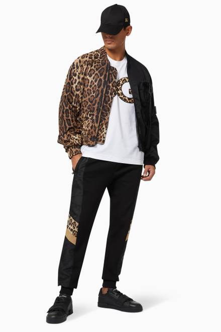 hover state of Colourblock Jacket in Leopard Cotton & Nylon  
