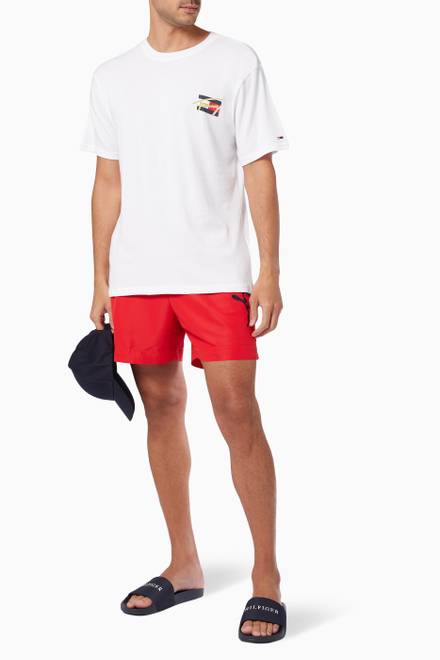 hover state of Signature Logo Mid-length Swim Shorts in Recycled Polyester   