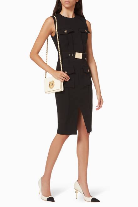 hover state of Midi Dress with Logo Belt in Crêpe         