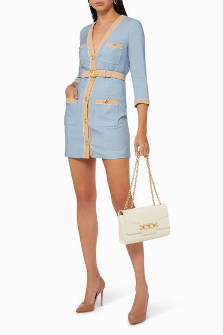 hover state of Coat Dress with Belt in Micro Tie Crêpe       