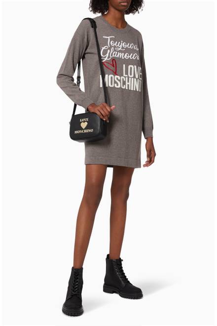 hover state of Knit Logo Print Dress in Wool 