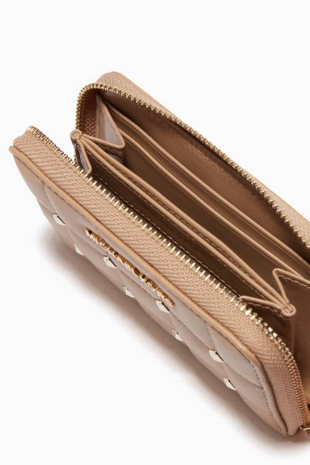 hover state of Studded Zip Wallet in Quilted Leather