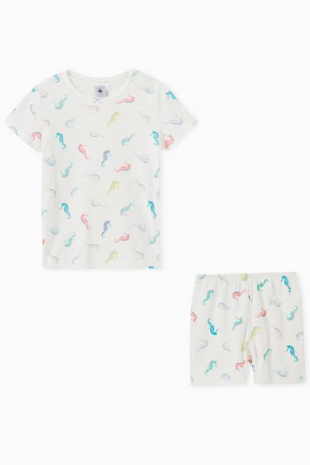 hover state of Seahorse Pattern Short Pyjamas Set in Cotton