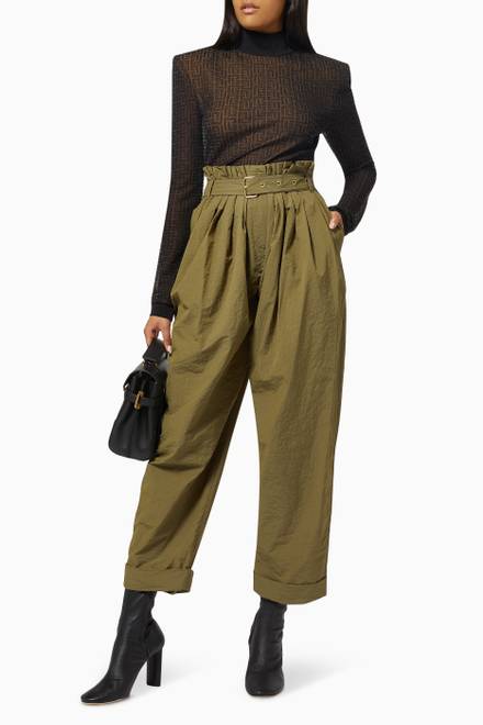 hover state of High-waisted Paperbag Trousers in Crepe
