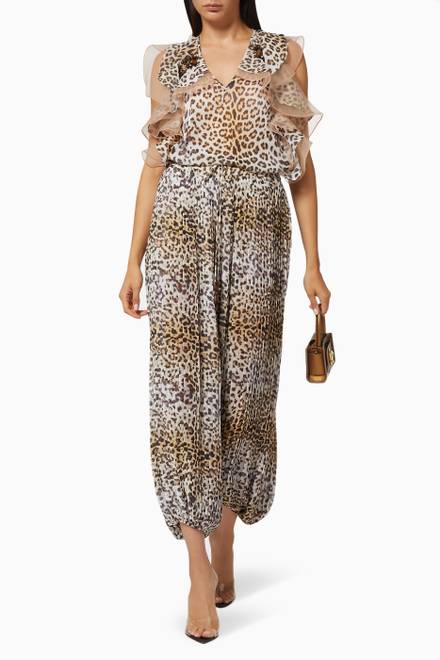 hover state of Salwar Pants in Pleated Leopard Chiffon