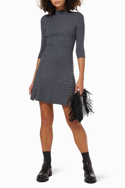hover state of Rolea Knitted Collar Dress with Piercings  