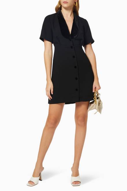hover state of Shawl Collar Mini Dress in Crepe 