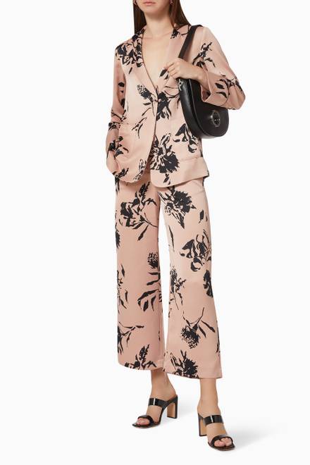 hover state of Mecenate Floral Trousers in Envers Satin