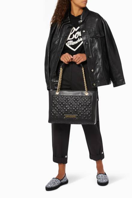 hover state of Tote Bag in Quilted Faux Leather    