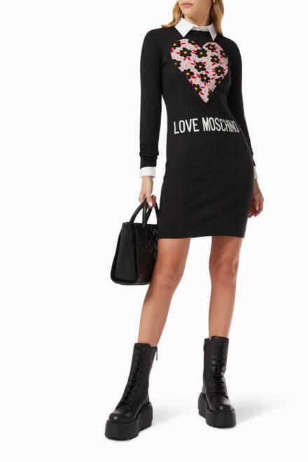 hover state of Heart Inlay Dress in Wool  
