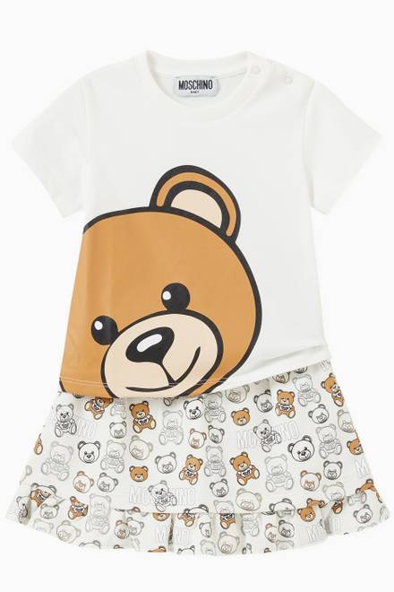 hover state of Bear Print Flared Skirt in Cotton   
