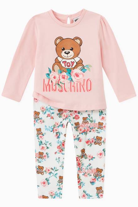 hover state of Teddy Bear with Flower Print T-shirt  in Cotton  