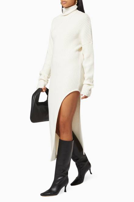 hover state of Deborah Dress in Cashmere & Wool Ribbed Knit     