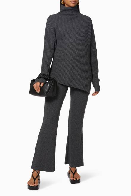 hover state of Danielle Trousers in Cashmere & Wool Ribbed Knit    