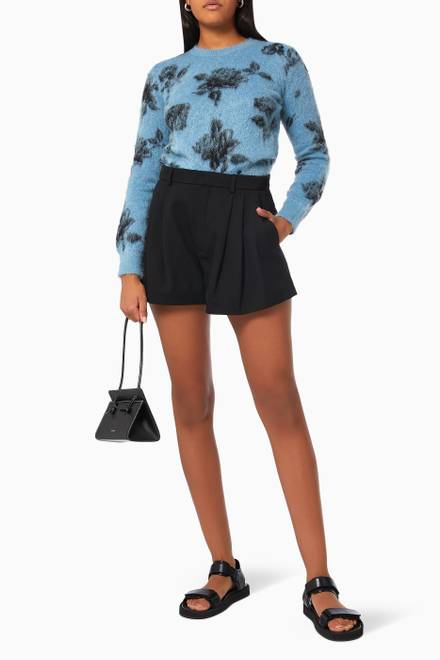 hover state of Floral Cropped Sweater in Mohair Blend    