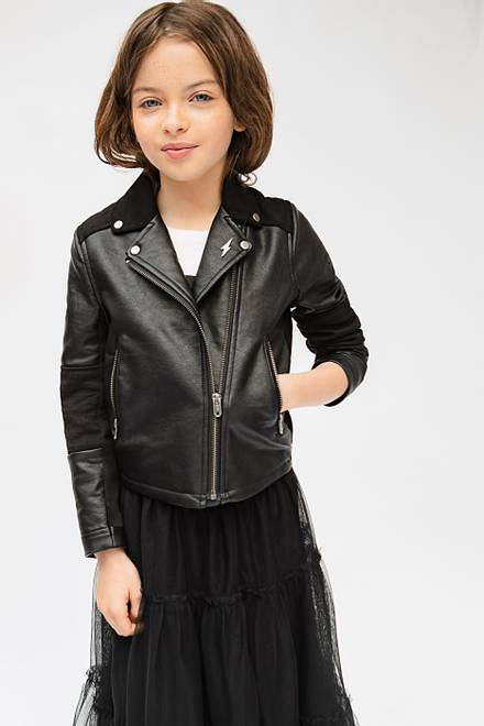 hover state of Biker Style Jacket in Faux Leather   