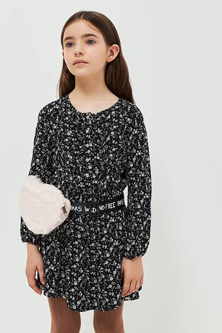 hover state of Flower Print Ruffled Dress  