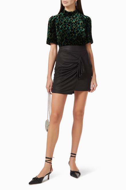 hover state of Draped Mini Skirt in Metallic Knit  