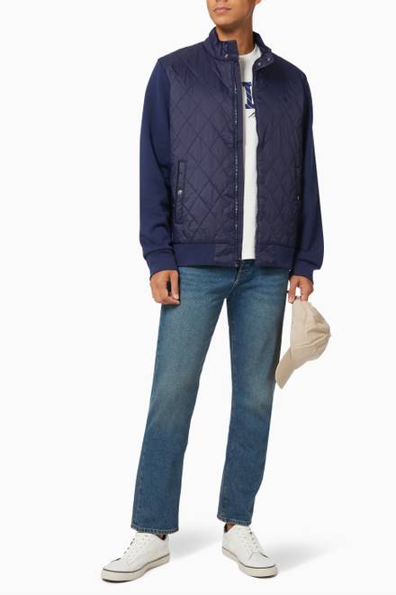 hover state of Quilted Hybrid Jacket in Double-knit Fabric  
