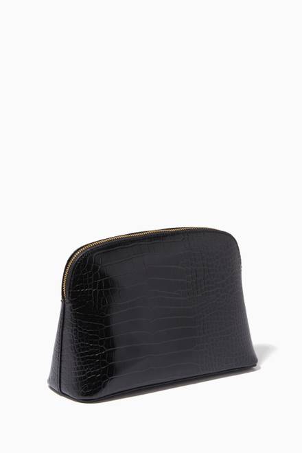 hover state of Crocala Makeup Bag in Croc-embossed PU  