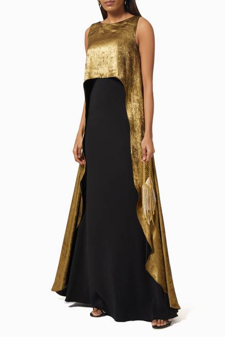hover state of Odessa Overlay Gown in Crepe 