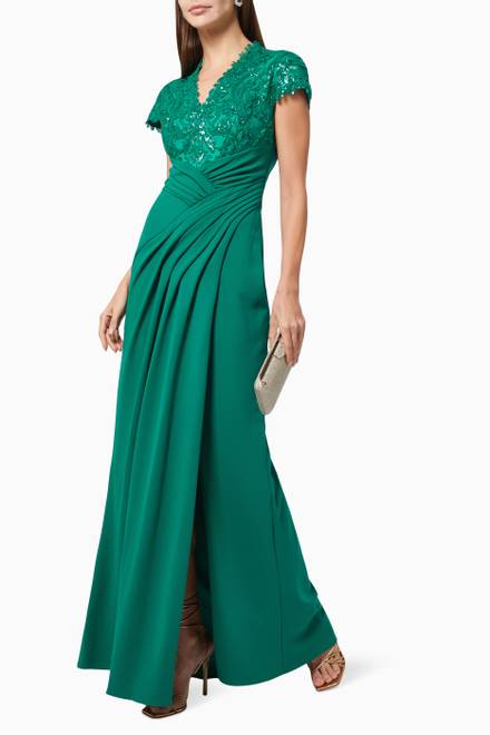 hover state of Percy Sequin Drape Gown in Crepe   