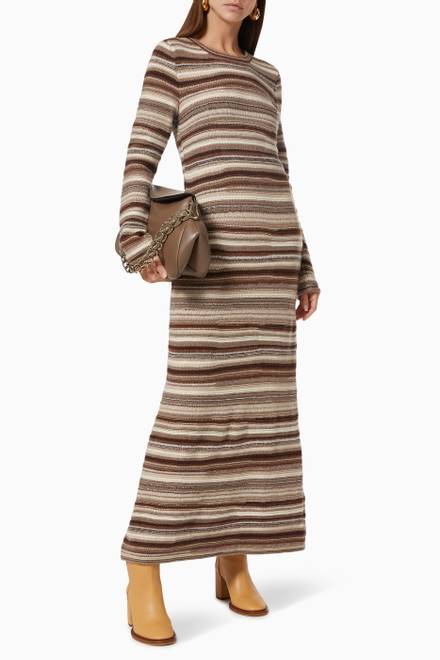 hover state of Irregular Stripe Maxi Dress in Recycled Cashmere Knit  