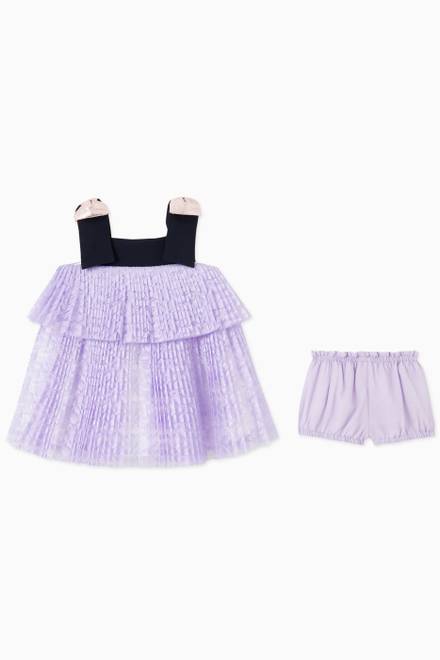 hover state of Tiered Pleated Trapeze Dress & Bloomers in Shimmer Lace
