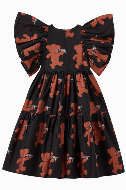 hover state of Ruffle Sleeve Dress in Walking Teddy Print Cotton 
