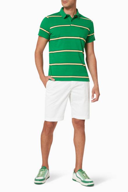 hover state of Academy Stripe Polo Shirt in Organic Cotton Piqué