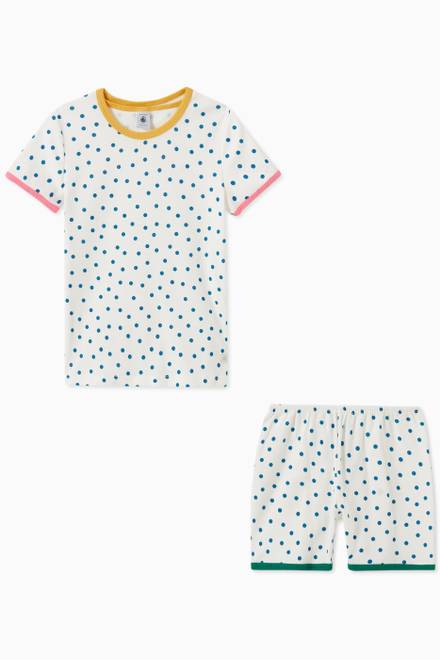 hover state of PYJPOCKET® Short Pyjama in Spotted Cotton Rib Knit  