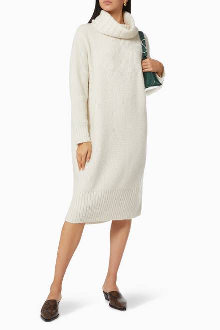 hover state of Chunky Turtle Neck Dress in Mohair Wool Knit   
