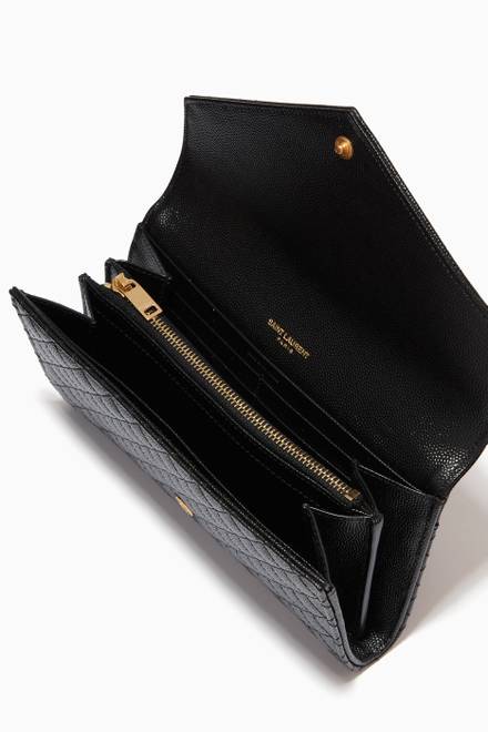 hover state of Large Flap Wallet in Mix Matelassé Grain de Poudre Embossed Leather        