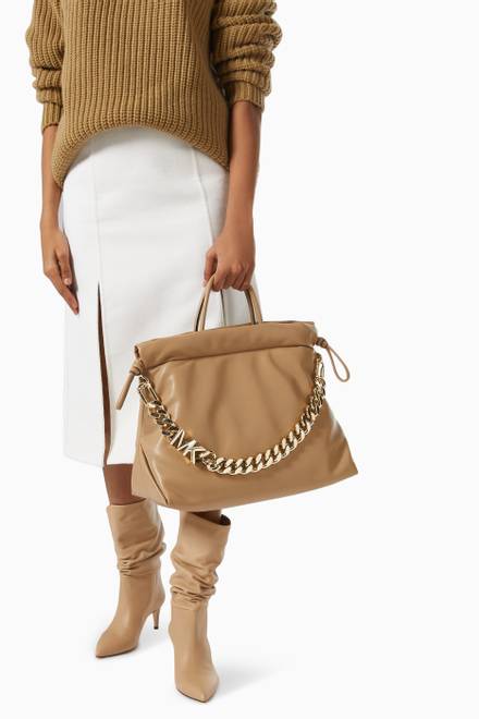 hover state of Medium Lina Tote Bag in Faux Leather  