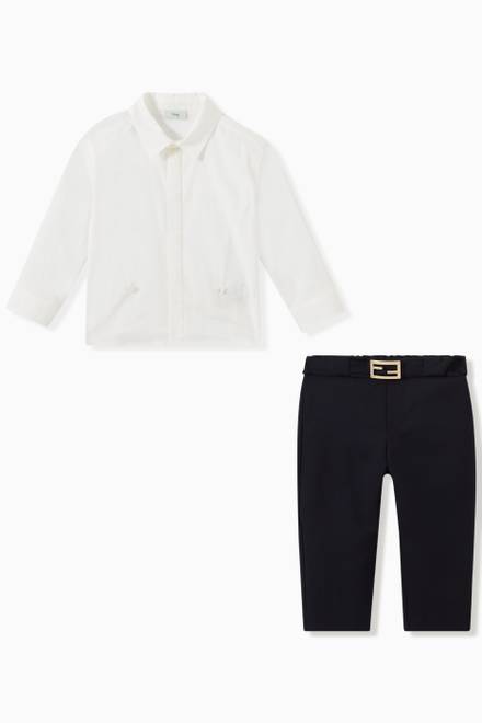 hover state of Shirt & Pants Set in Cotton Poplin & Soft Wool 